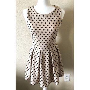 Tan & Black Polkadot Dress